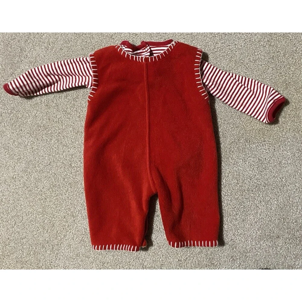First Impressions Christmas Santa North Pole Red Romper Size 6-9 Months